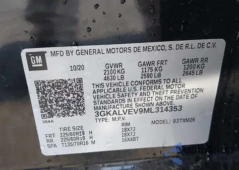 2021 GMC Terrain Awd Slt из США, поврежденный, VIN 3GKALVEV9ML314353